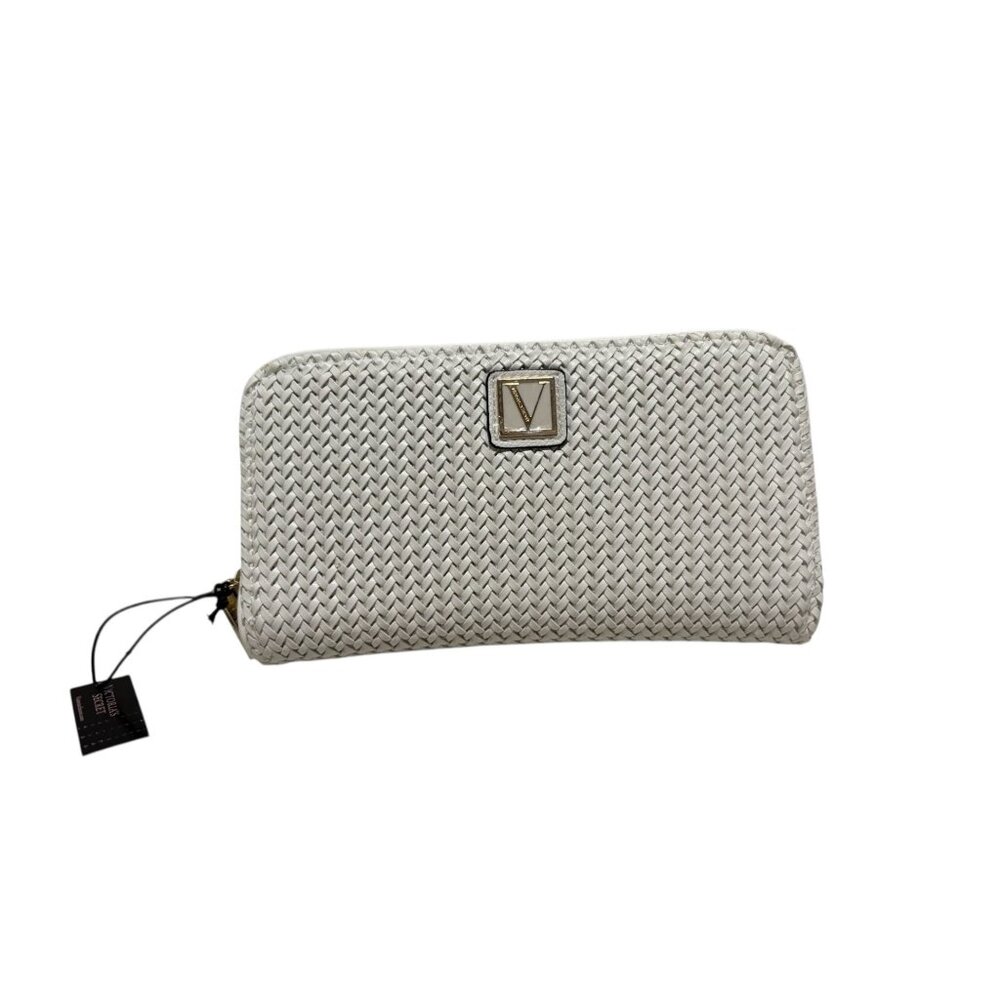 Victorias Secret Fashion White Woven Zip Around Wallet NWT